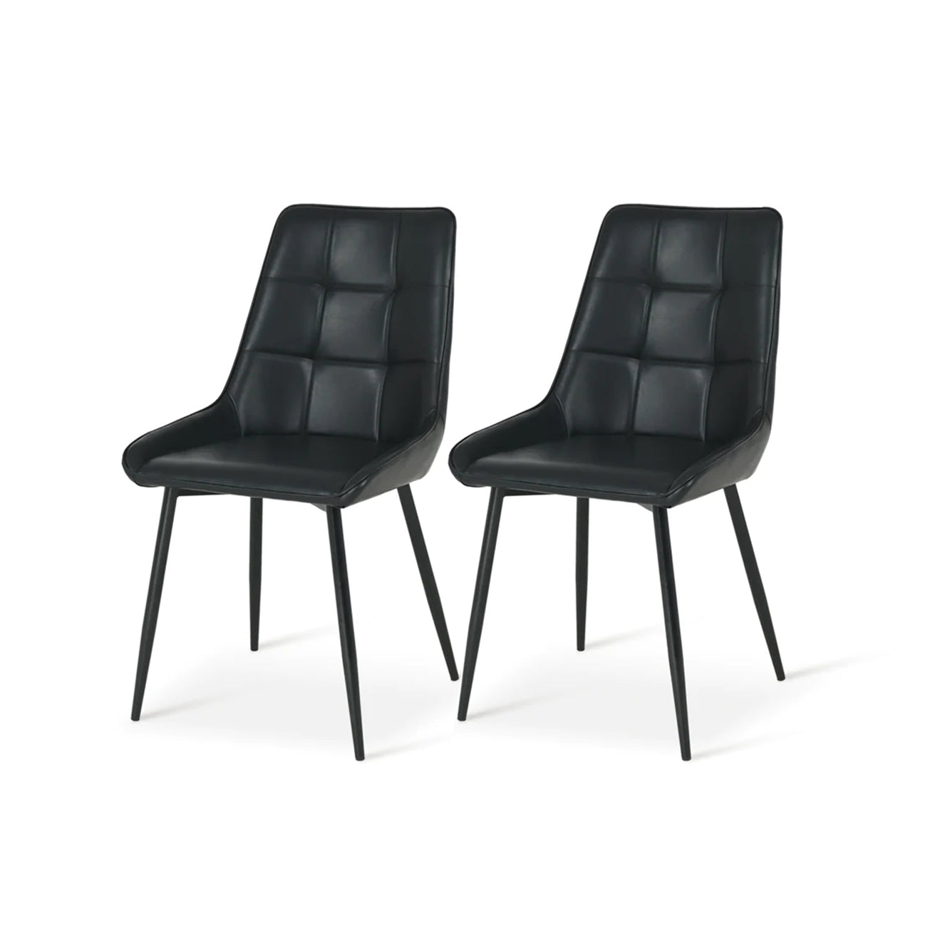 Affordable Barstools UK | Great Value Sets from £99.99 | Free Delivery Faux leather dining chair front angle | Value dining chairs Cheap modern dining chair grey background | Budget pu leather seating
