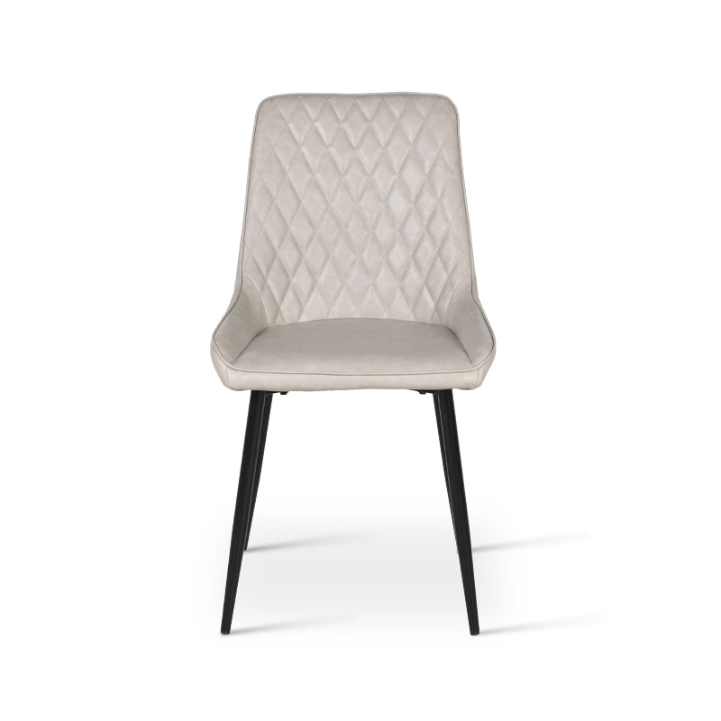 sand dining chair isolated on white | Affordable dining chairs UK
Faux leather dining chair front angle | Value dining chairs under £129.99
Space saving dining chair product shot | Cheap dining chairs set of 2 option