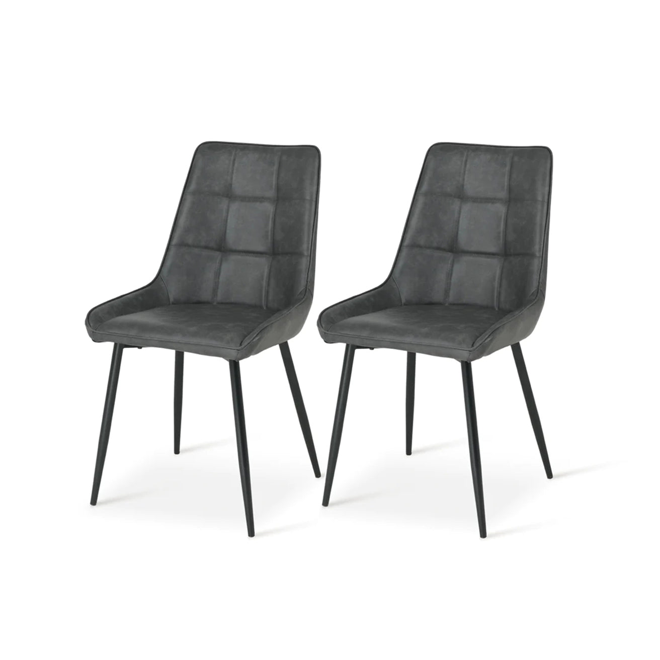Cheap modern dining chair grey background | Budget pu leather seating Faux leather dining chair front angle | Value dining chairs under £99.99