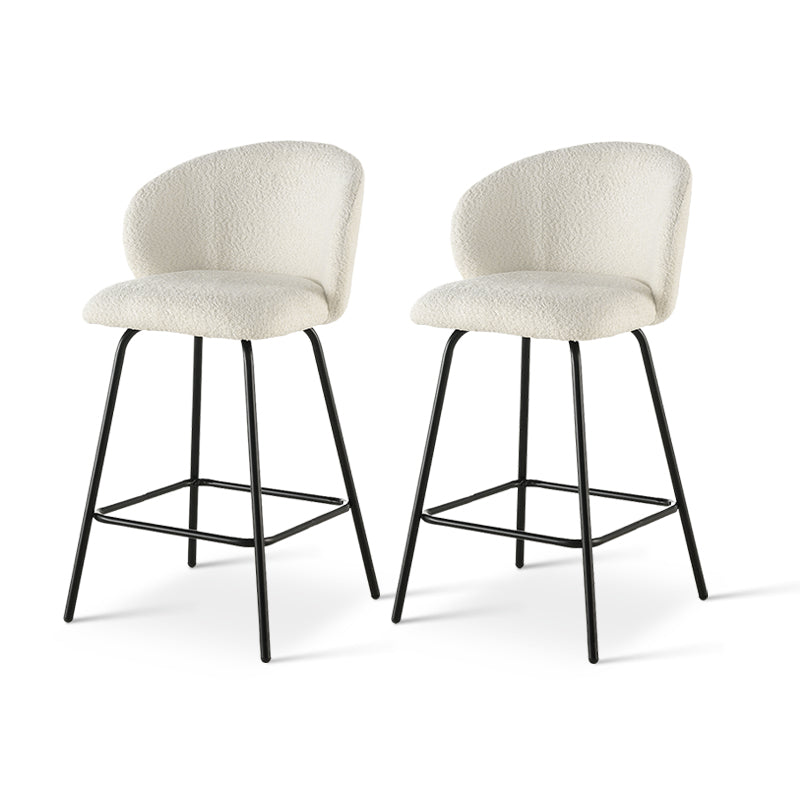 Upgrade your kitchen island with OFCASA Yasin Boucle Bar Stools. Plush boucle upholstery and sturdy metal frame for cosy, stylish UK seating. Space saving dining chair product shot | Cheap dining chairs set of 2 option