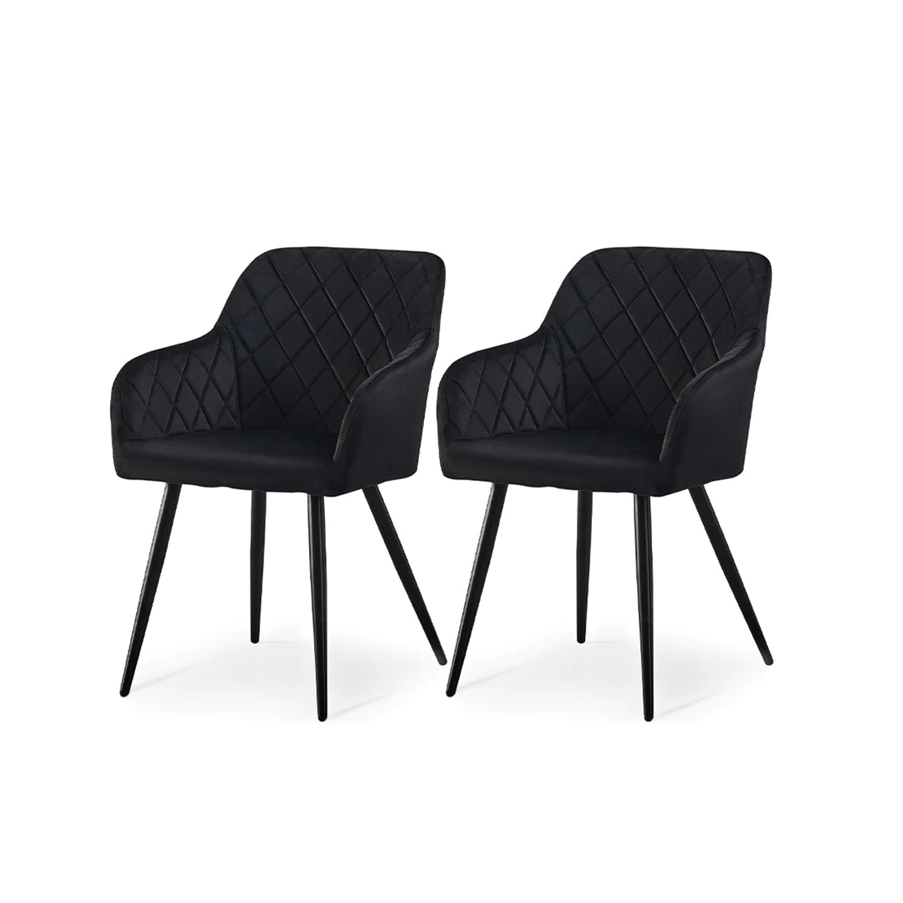 ofcasa, Frazer Sleek dining chairs, black dining chairs, black velvet, velvet dining chairs, velvet chairs, black chair, black velvet chair, black velvet dining chairs, chairs for sale, comfy chair, cheap dining chairs, black office chair, black dining room chairs, armchair, black armchair, ofcasafurniture, ofcasachairs, ofcasa discount, ofcasa dining chairs, ofcasa uk. Space saving dining chair product shot | Cheap dining chairs set of 2 option