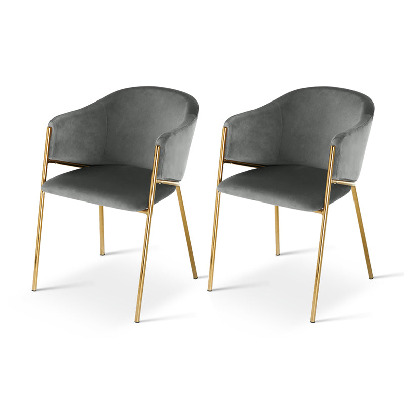 Add luxury to your dining room with OFCASA Dalila Velvet Dining Chairs: plush velvet, golden chrome legs, sturdy metal frame, easy assembly for stylish UK homes. Space saving dining chair product shot | Cheap dining chairs set of 2 option