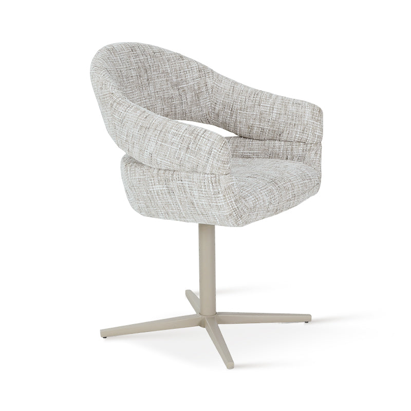 Side view of budget dining chair showing beige legs | Affordable seating
Close up of linen texture on cheap dining chairs UK
Backrest detail of budget pu dining chair | Value dining chairs
Angle view of space saving dining chair stacked | Cheap chairs for small spaces