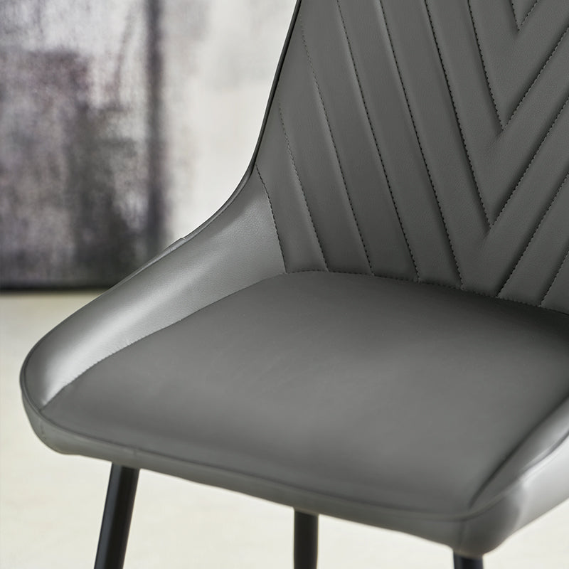 Close up of pu leather texture on cheap dining chairs UK