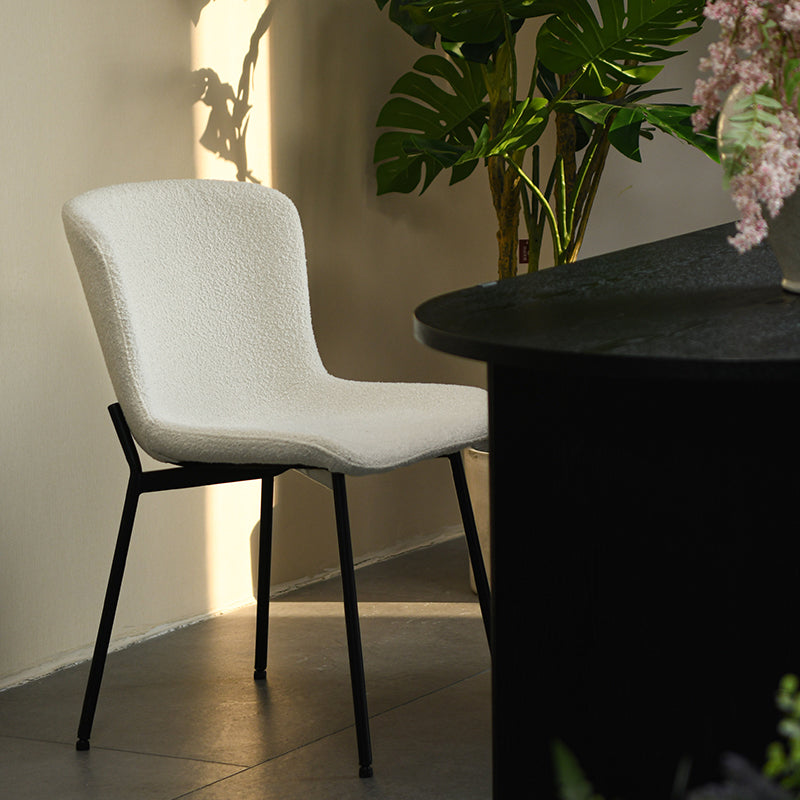 Affordable dining chairs in real UK home dining room | Budget decor
Cheap dining chairs styled with wooden table in small flat
Space saving dining chairs tucked under kitchen island | Value furniture
Modern budget dining chairs in family home setting