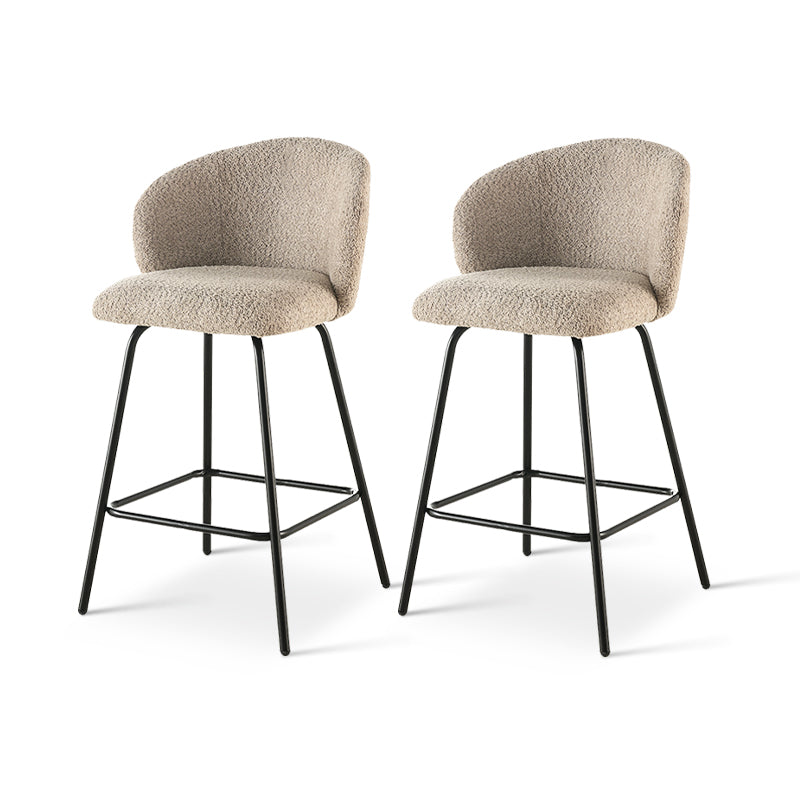 Upgrade your kitchen island with OFCASA Yasin Boucle Bar Stools. Plush boucle upholstery and sturdy metal frame for cosy, stylish UK seating. Space saving bar stools product shot | Cheap bar stools set of 2 option