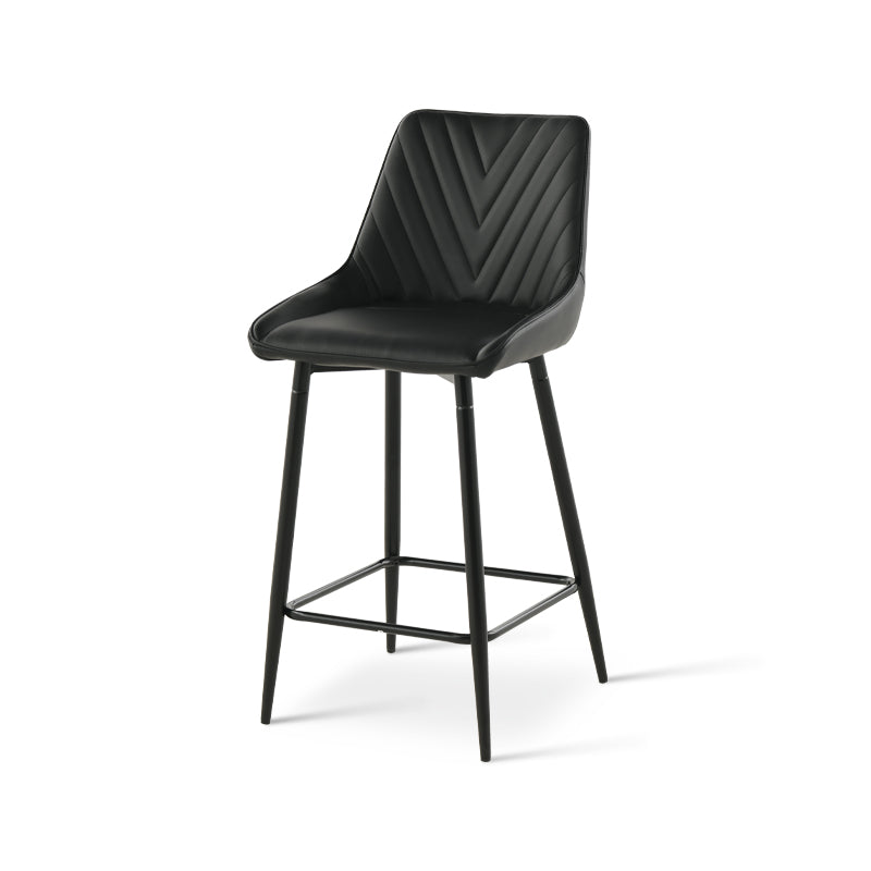 Cheap modern dining chair black background | Budget pu leather seating Space saving dining chair product shot | Cheap dining chairs set of 2 option
