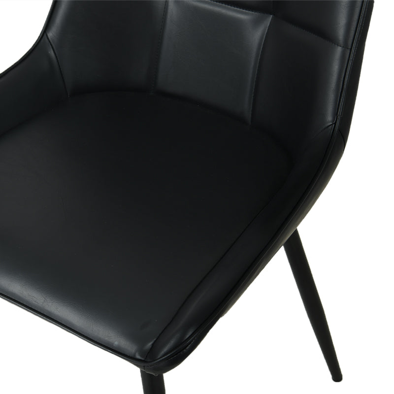 Close up of pu leather texture on cheap dining chairs UK
Backrest detail of budget pu dining chair | Value dining chairs
Angle view of space saving dining chair stacked | Cheap chairs for small spaces