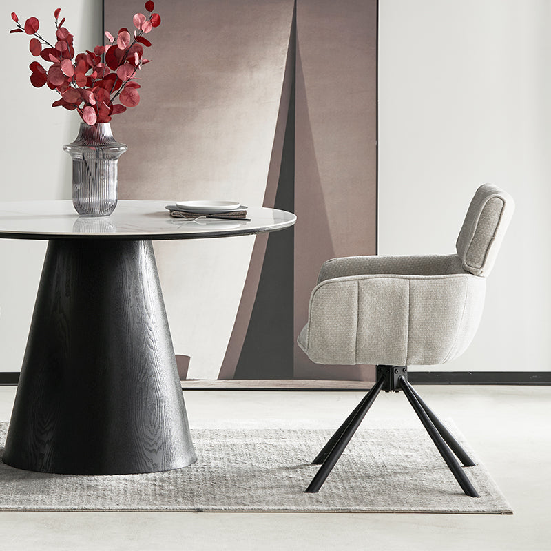 Elara HDC233029 contemporary swivel dining chair with plush velvet seat cushion and sleek metal base, perfect for kitchen islands or dining tables