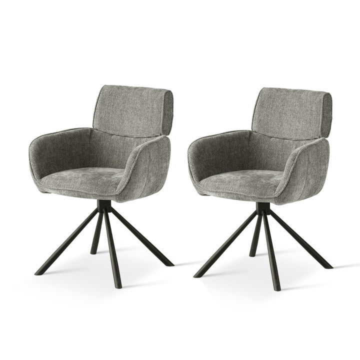Elara HDC233029 contemporary swivel dining chair with plush velvet seat cushion and sleek metal base, perfect for kitchen islands or dining tables