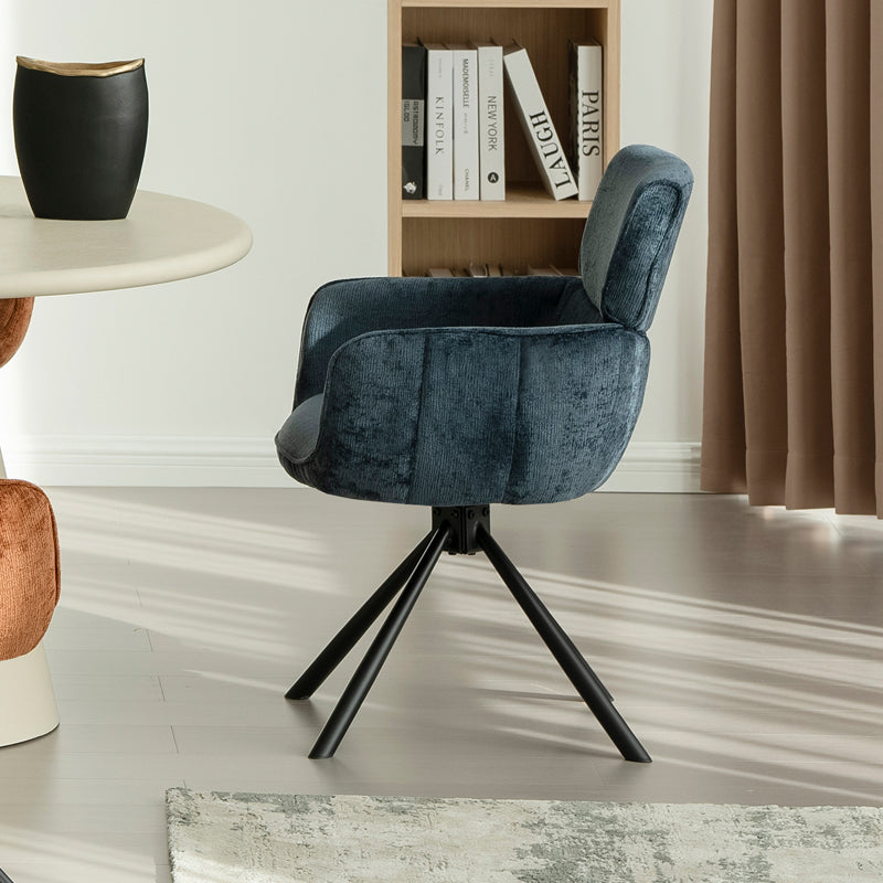 Elara HDC233029 contemporary swivel dining chair with plush velvet seat cushion and sleek metal base, perfect for kitchen islands or dining tables