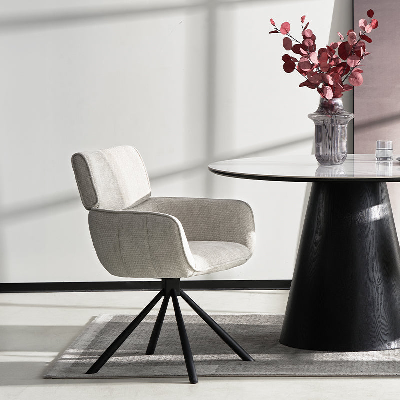 Elara HDC233029 contemporary swivel dining chair with plush velvet seat cushion and sleek metal base, perfect for kitchen islands or dining tables