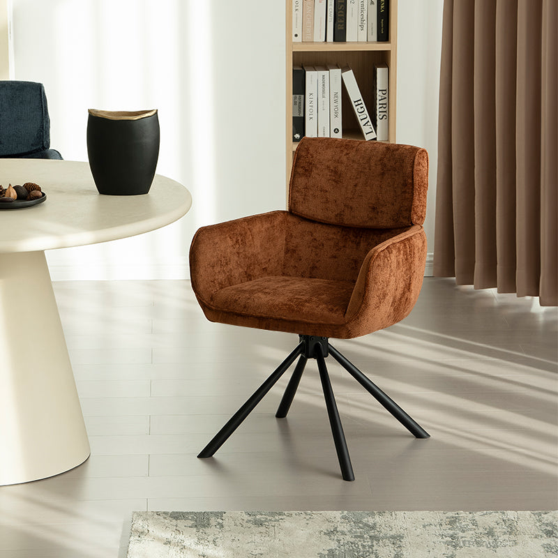 Elara HDC233029 contemporary swivel dining chair with plush velvet seat cushion and sleek metal base, perfect for kitchen islands or dining tables