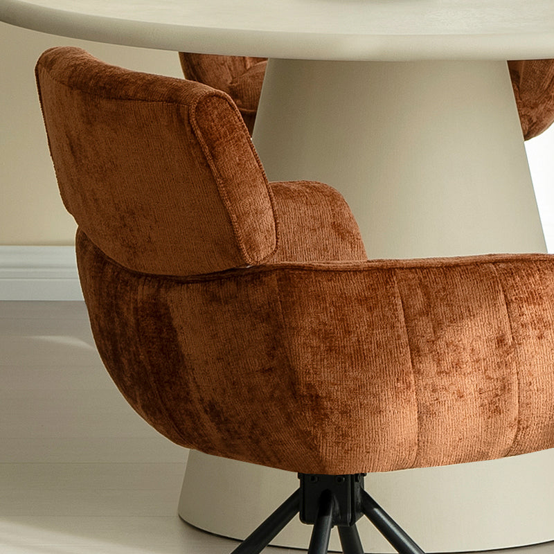 Elara HDC233029 contemporary swivel dining chair with plush velvet seat cushion and sleek metal base, perfect for kitchen islands or dining tables