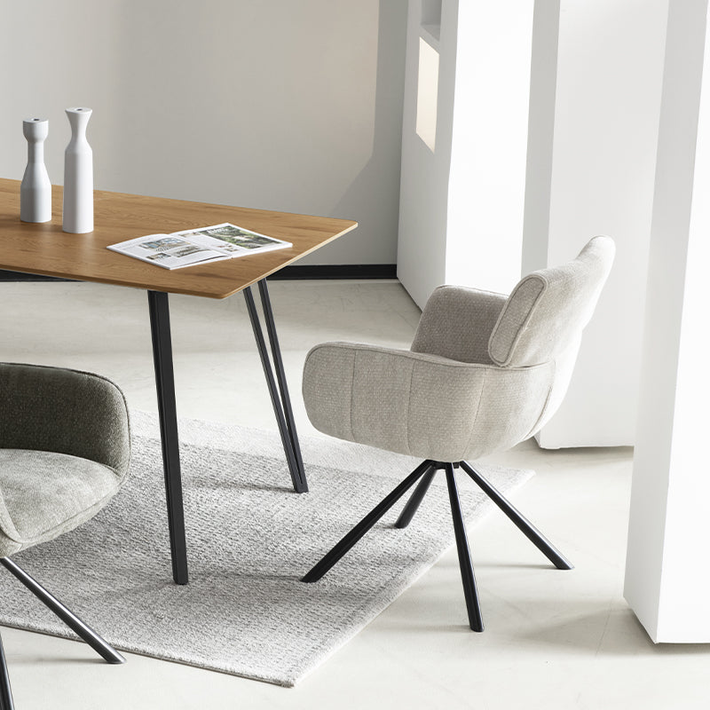 Elara HDC233029 contemporary swivel dining chair with plush velvet seat cushion and sleek metal base, perfect for kitchen islands or dining tables