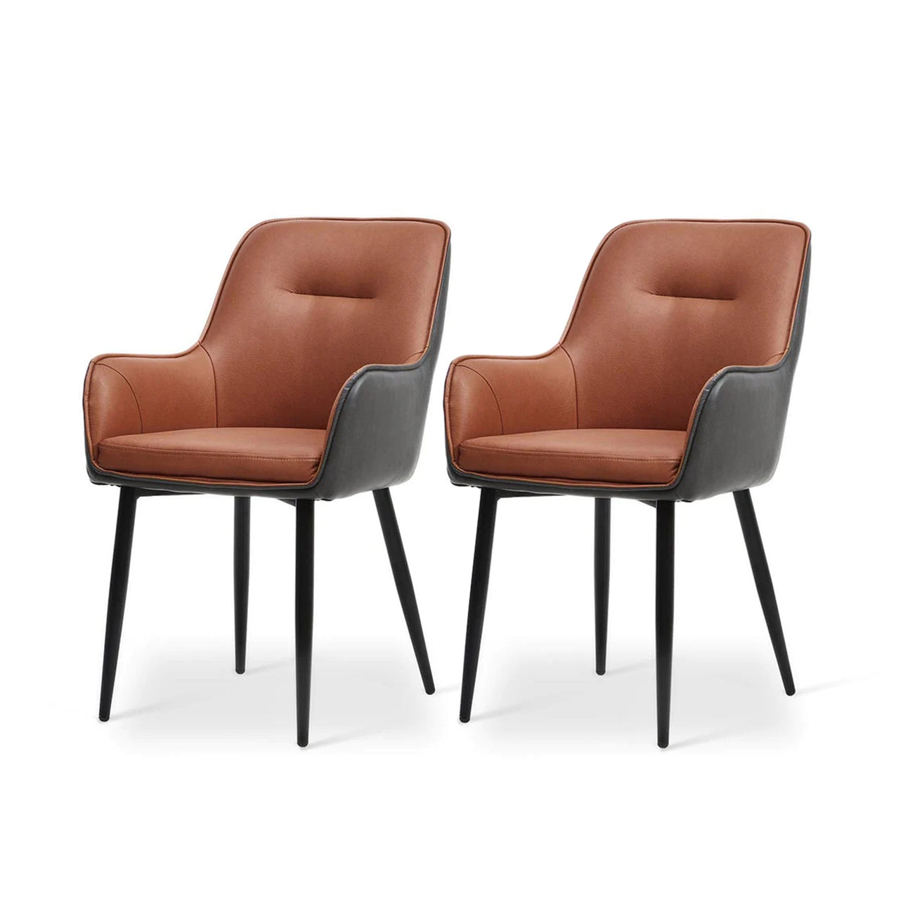 ofcasa, Solis dining chairs, brown dining chairs, faux leather dining chairs, chairs for sale, comfy chair, cheap dining chairs, brown office chair, brown dining room chairs, armchair, brown armchair, ofcasafurniture, ofcasachairs, ofcasa discount, ofcasa dining chairs, ofcasa uk. Space saving dining chair product shot | Cheap dining chairs set of 2 option