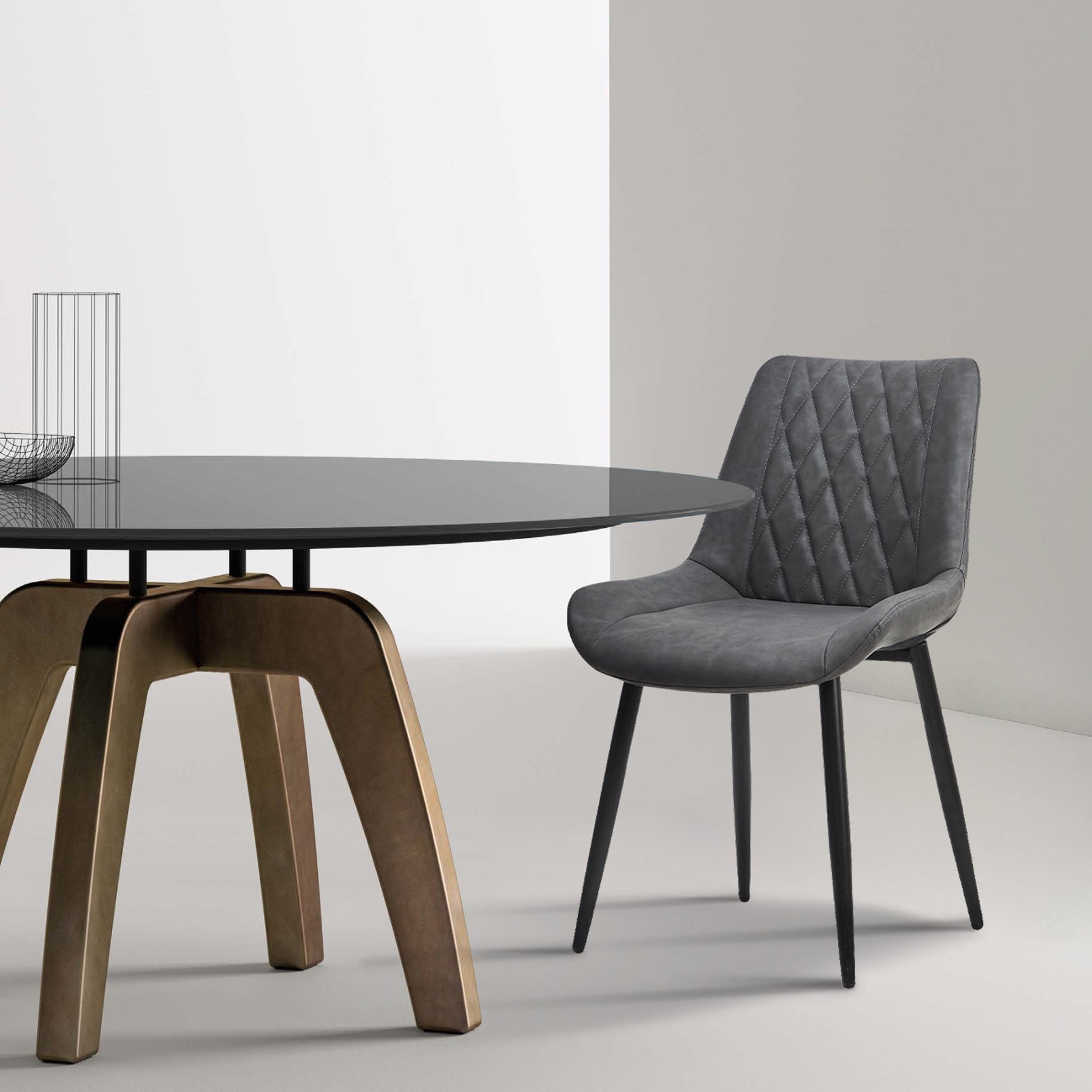 Premium Velvet Fabric & Diamond-Tufted Detailing on Jarvis UDC8124 Dining Chairs – Soft & Stylish