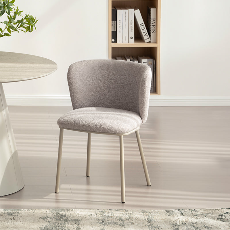 Set of 2 Karin dining chairs with curved wooden legs and boucle, mid-century modern design for kitchen or dining room – OFCASA premium furniture collection.