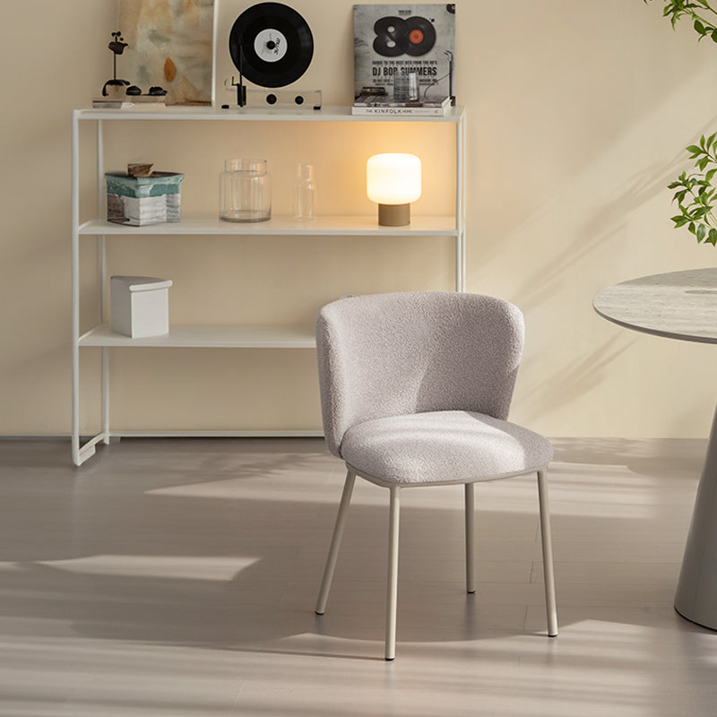 Set of 2 Karin dining chairs with curved wooden legs and boucle, mid-century modern design for kitchen or dining room – OFCASA premium furniture collection.