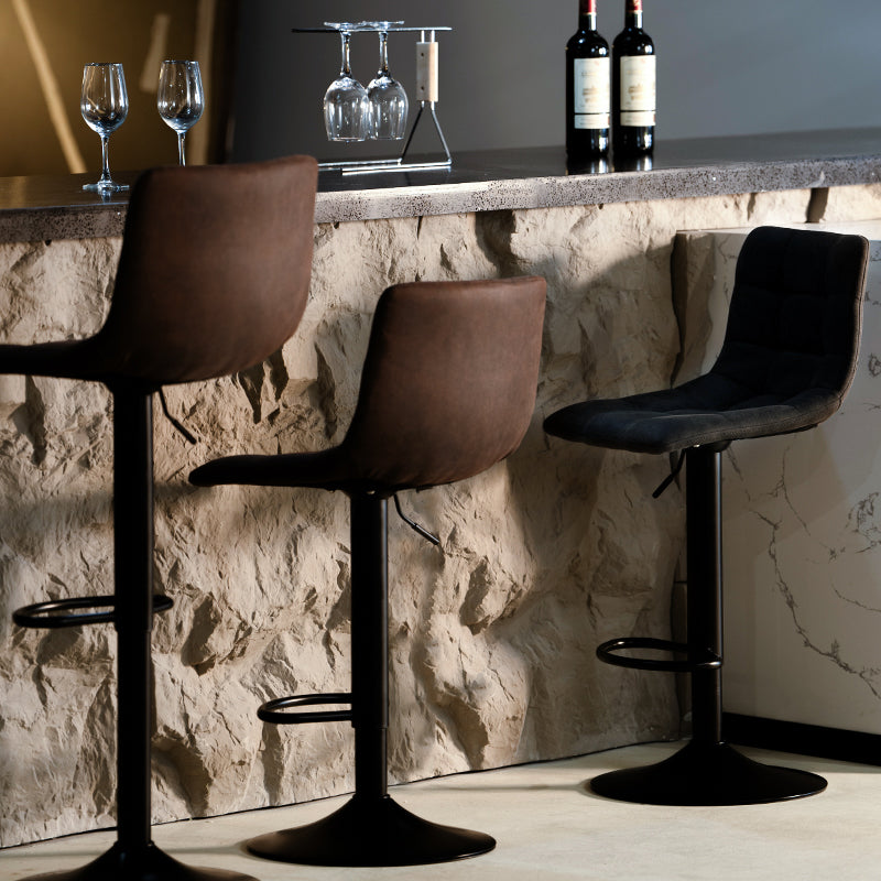 Dress your breakfast bar with OFCASA Aoife AH Adjustable Bar Stools in luxe faux suede, featuring gas lift height adjustment (59–81 cm) and 360° swivel comfort.