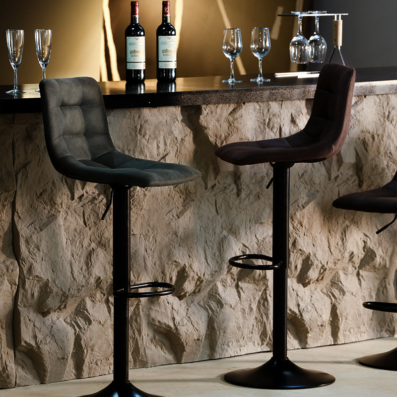 Dress your breakfast bar with OFCASA Aoife AH Adjustable Bar Stools in luxe faux suede, featuring gas lift height adjustment (59–81 cm) and 360° swivel comfort.