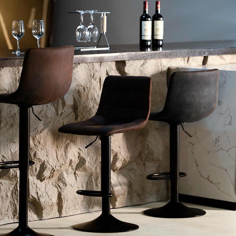 Dress your breakfast bar with OFCASA Aoife AH Adjustable Bar Stools in luxe faux suede, featuring gas lift height adjustment (59–81 cm) and 360° swivel comfort.