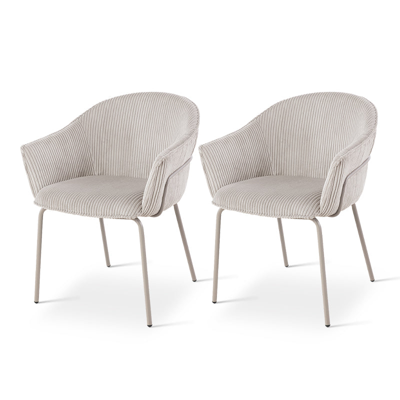 Dress your dining space in luxury with Beatrix Dining Chairs: plush corduroy velvet upholstery and gleaming gold legs for comfort and elegance.