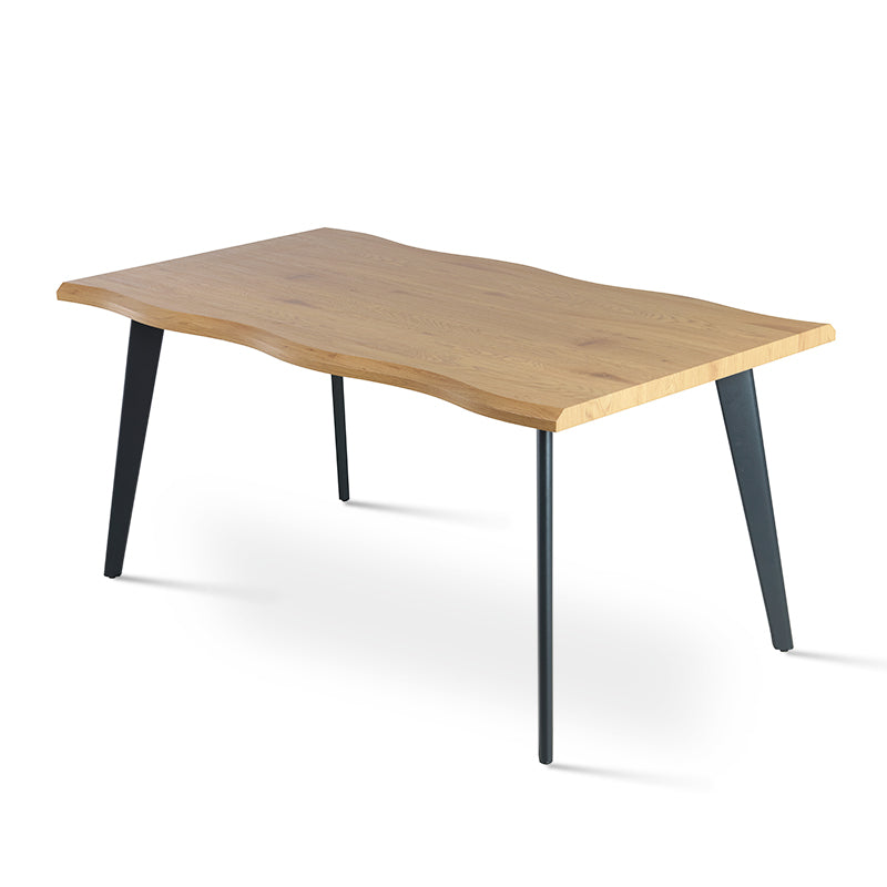 Add instant character to your UK home with the OFCASA Beatrix Dining Table. Featuring a warm wood grain melamine tabletop and sleek black metal legs, perfect for family meals or evening drinks.
