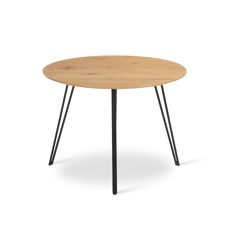 Discover the OFCASA Fareeha Round Dining Table—100 cm wood-pattern melamine top, sleek metal legs, and easy assembly. Ideal for table & 4 dining chairs in modern UK kitchens.
