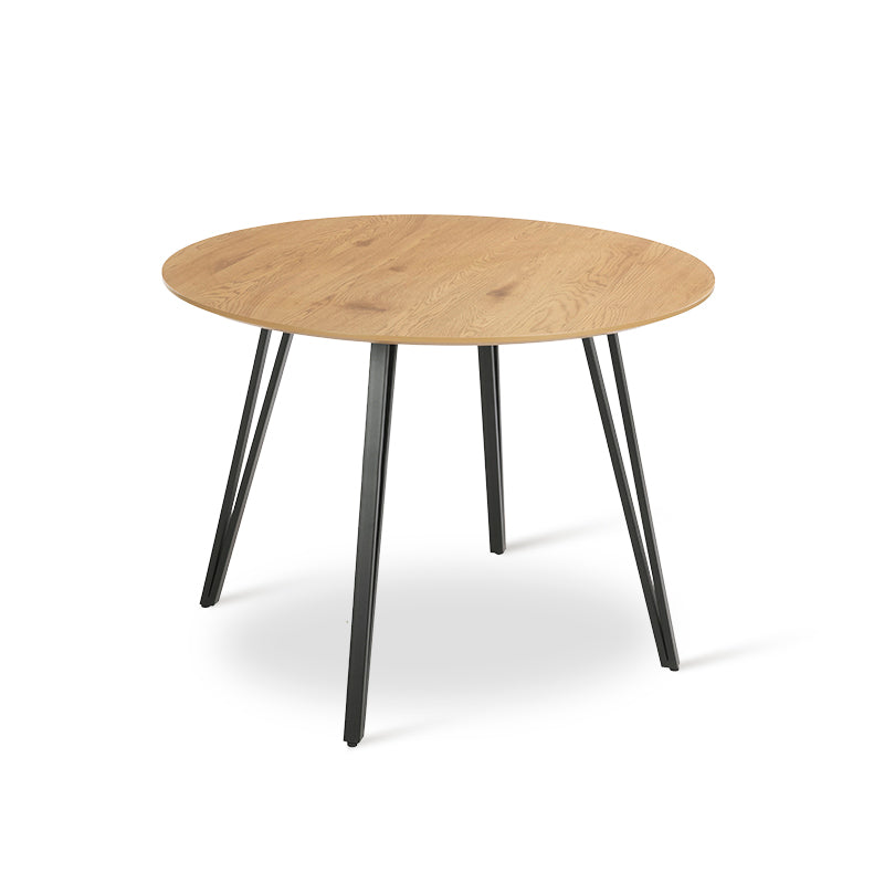 Discover the OFCASA Fareeha Round Dining Table—100 cm wood-pattern melamine top, sleek metal legs, and easy assembly. Ideal for table & 4 dining chairs in modern UK kitchens.