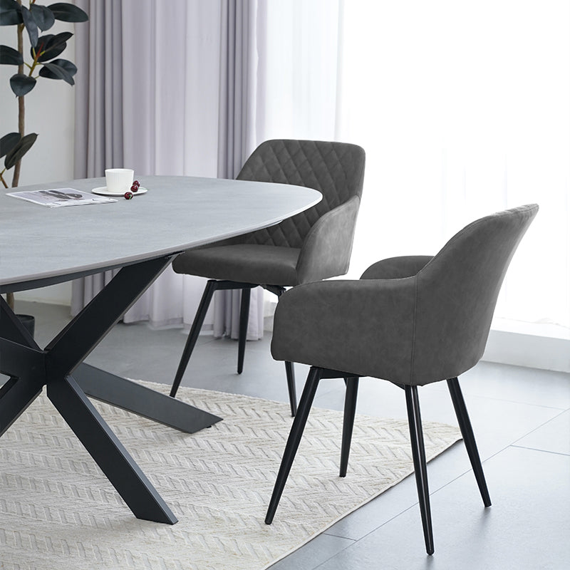 Discover OFCASA Frazer Diamond Swivel Chairs—plush faux leather, 360° rotation, and sturdy metal base. Stylish, comfy swivel dining chairs for modern UK homes.