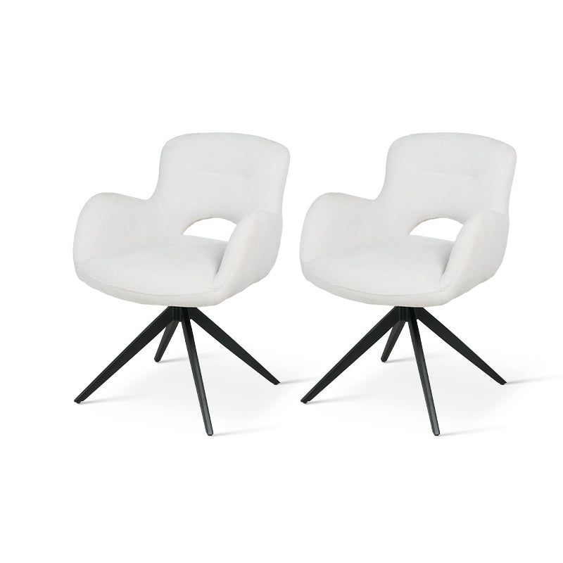 Discover OFCASA Freya Swivel Dining Chairs: soft linen seats on 360° swivel bases. Perfect for UK kitchens, home offices or cosy brunch corners.