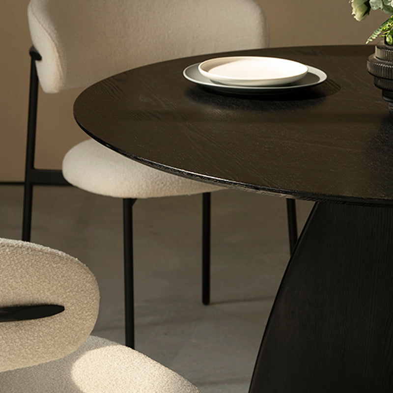 Upgrade your dining with the OFCASA Gemma 120 cm black round table – bold MDF top and wood veneer base for effortless modern style.