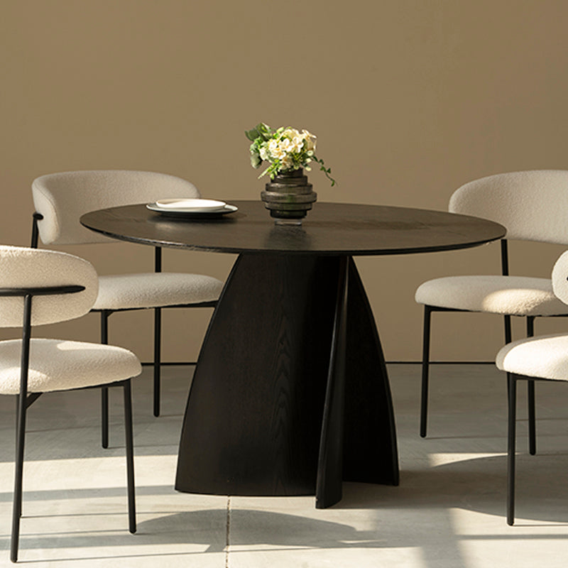 Upgrade your dining with the OFCASA Gemma 120 cm black round table – bold MDF top and wood veneer base for effortless modern style.