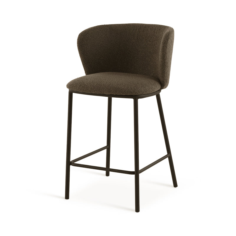 Discover OFCASA Karin Boucle Bar Stools—65 cm seat height, plush boucle upholstery, sturdy metal frame and foot pads. Stylish breakfast bar chairs for modern UK kitchens.