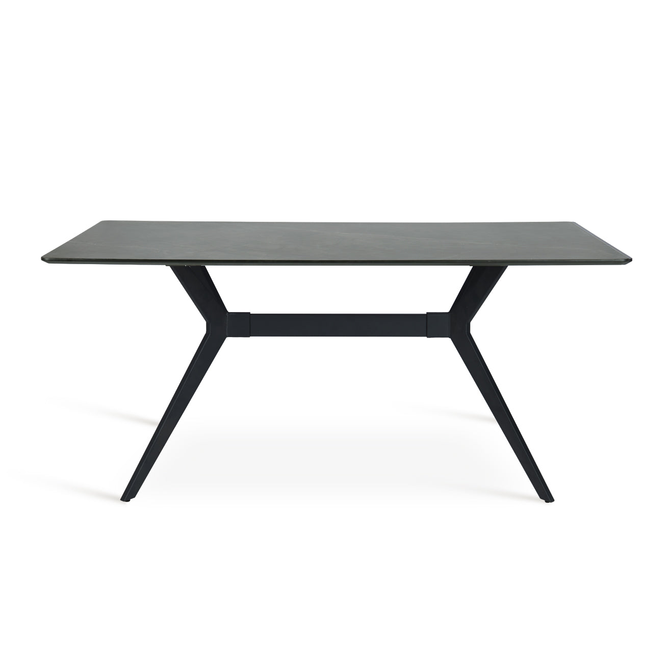 Discover the OFCASA Laila 160 cm Rectangular Dining Table with dark grey marble-effect top and sturdy metal legs. Perfect for table and 4 dining chairs in UK homes.