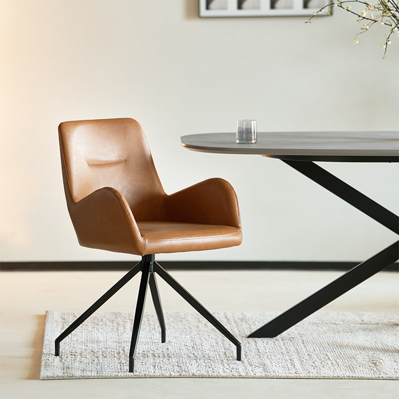 Enjoy effortless rotation and plush PU leather comfort with the OFCASA Liese Swivel Dining Chair. Ideal for modern UK dining rooms or cosy breakfast corners.