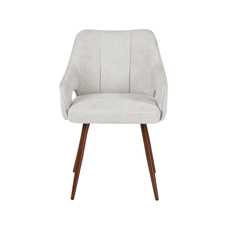 Discover the OFCASA Sage Dining Chairs: soft linen upholstery, wood effect walnut metal legs, and cozy armrests—perfect for stylish, durable UK dining settings.