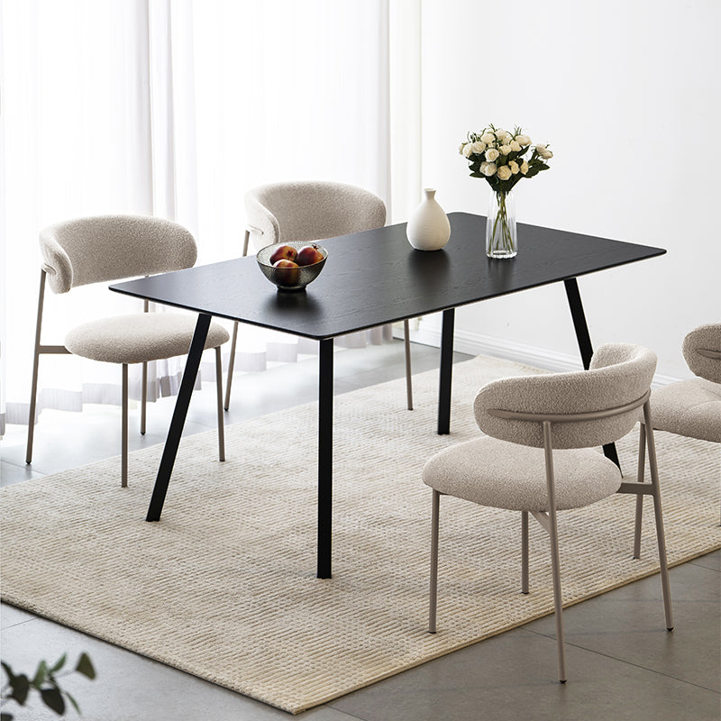 Dine in style with the OFCASA Sloane Rectangular Dining Table, featuring a black marble patterned melamine top and X crossed metal legs in a sleek 160 cm design.
