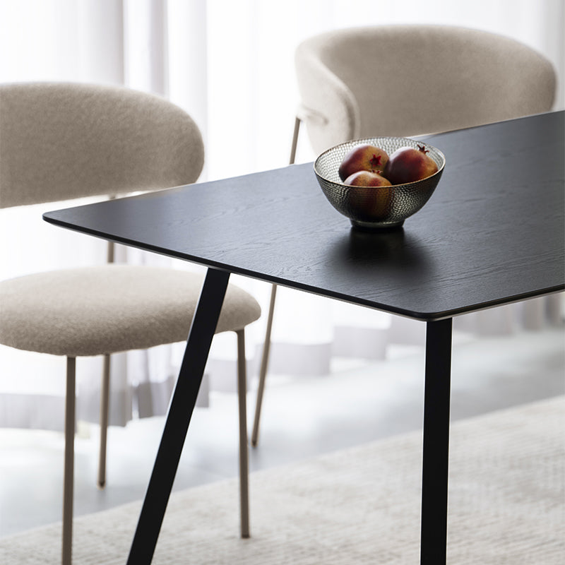 Dine in style with the OFCASA Sloane Rectangular Dining Table, featuring a black marble patterned melamine top and X crossed metal legs in a sleek 160 cm design.