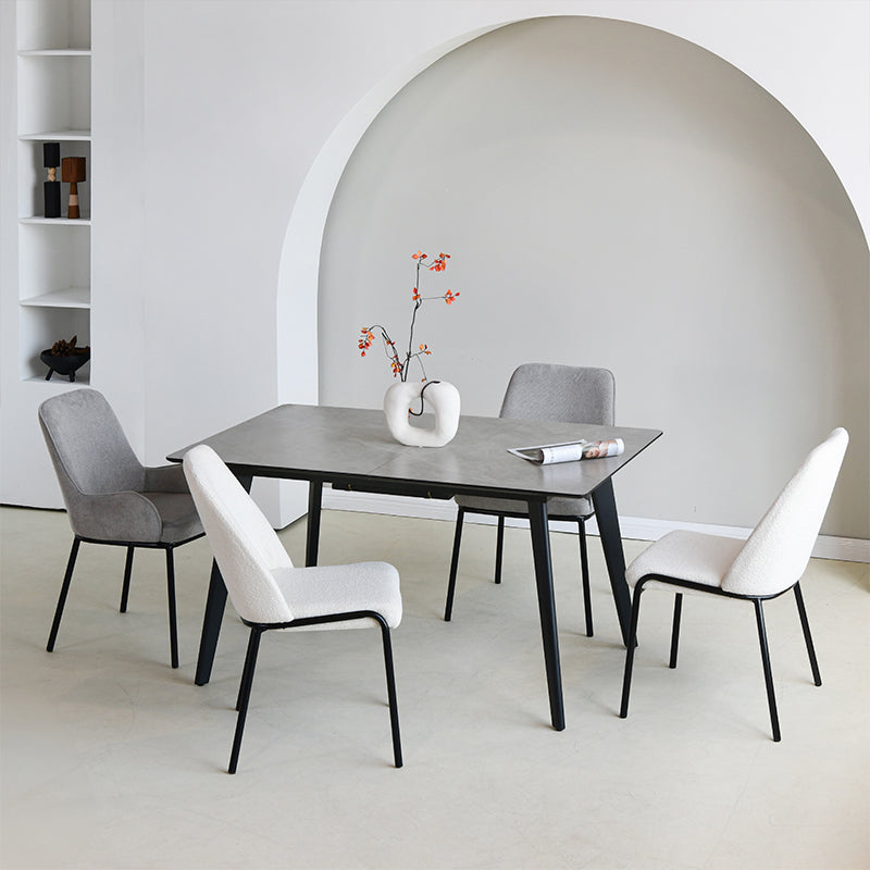 Host family dinners or work from home with the OFCASA Valdez X extendable table—grey marble effect top and sturdy black metal legs for timeless style.