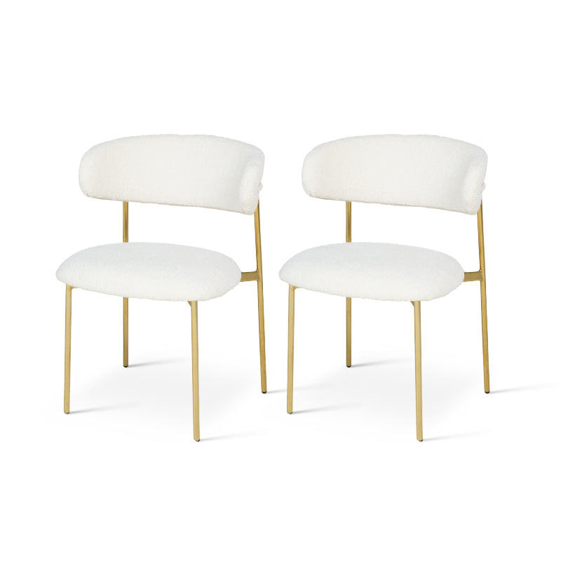 Elevate your UK dining space with OFCASA Zahra X chairs: boucle upholstered, divided wide back, and glam golden chrome legs. Set of 2 for instant style and comfort.