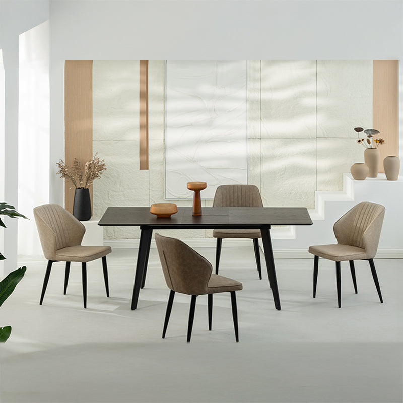 Cheap dining chairs styled with wooden table in small flat