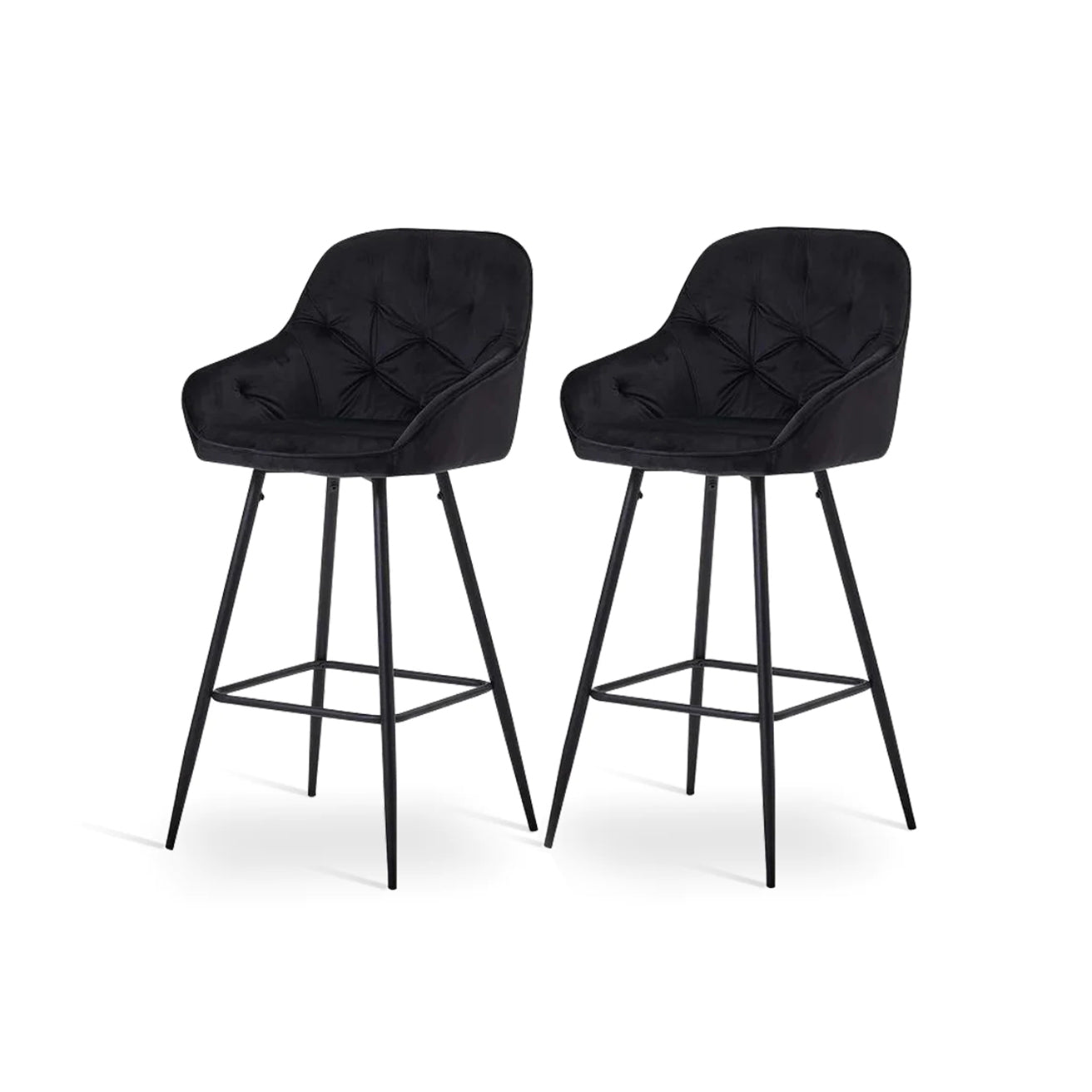 Set of 2 Ofcasa Keaton Black Velvet Bar stools