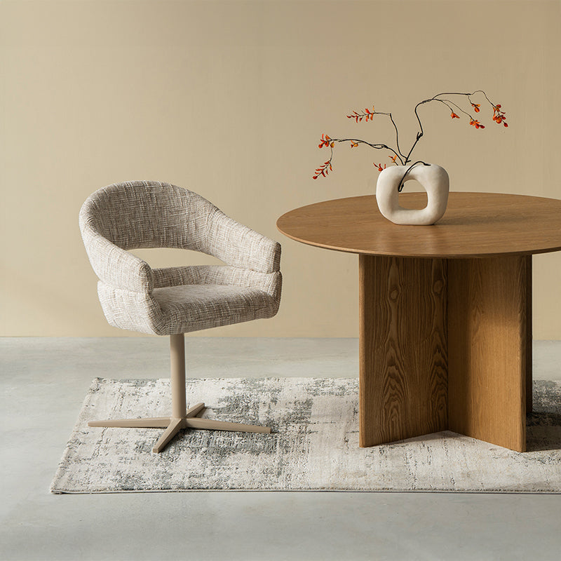 Eden Round Dining Table [Oak Color] [120 cm]