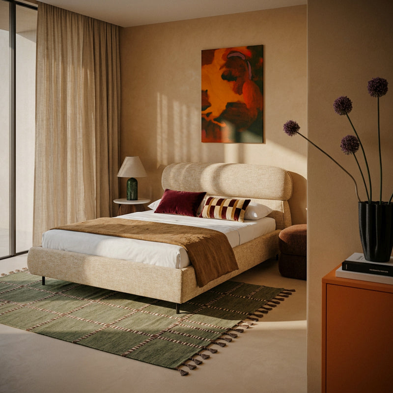 Soraya Bed [Double Bed] [Linen Texture Fabric] [135 cm]