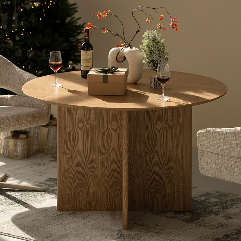 Eden Round Dining Table [Oak Color] [120 cm]