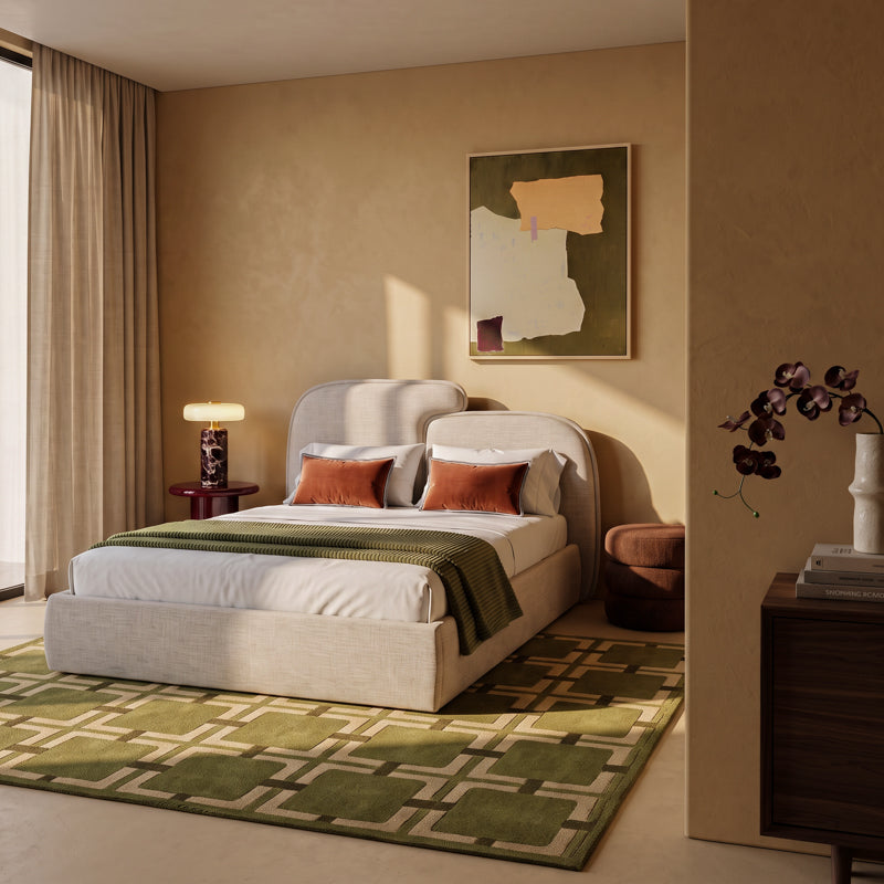 Caressa Bed [Double Bed] [Linen Texture Fabric] [135 cm]
