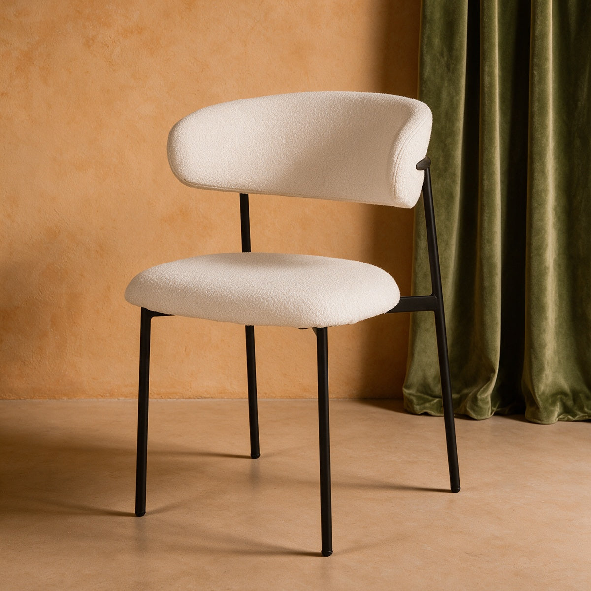 Zahra Dining Chairs [Set of 2] [Boucle Fabric][⌀ 1.9 cm]