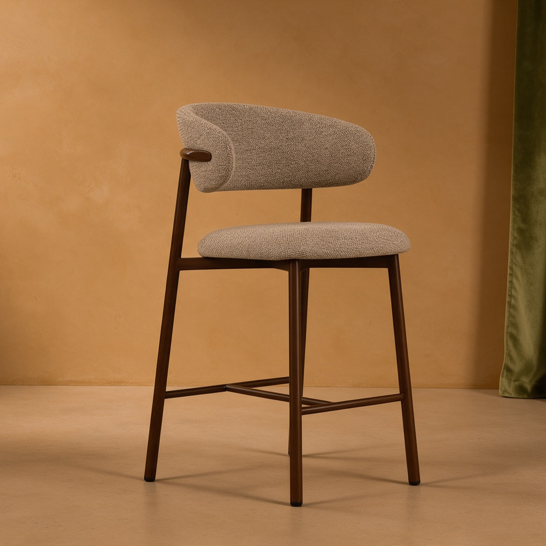 Zahra S Bar Stools [Set of 2] [Linen Texture Fabric] [65 cm]